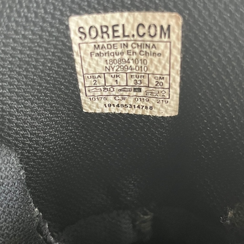 Sorel Unisex Madson Black Waterproof Hiker Boots Size 2 Style NY2994-010 - Picture 7 of 8